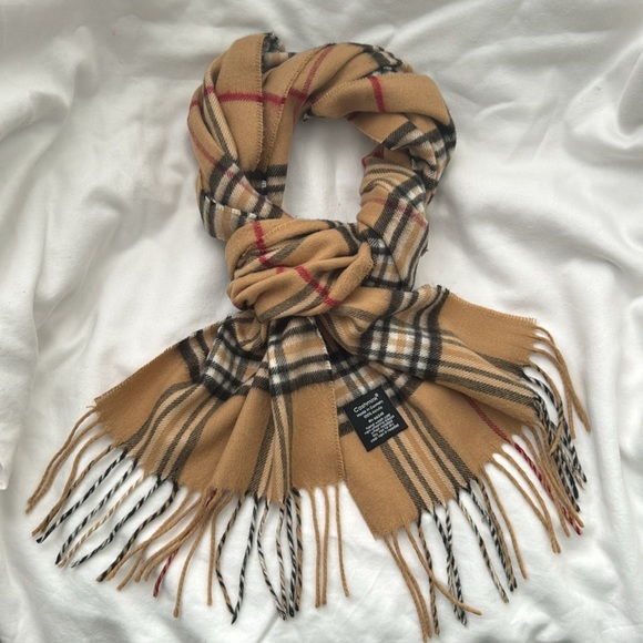 FRAAS CASHMINK Fringe Scarf Unisex Men&Women Plaid Tan Black Red White 10x72 - Picture 4 of 9